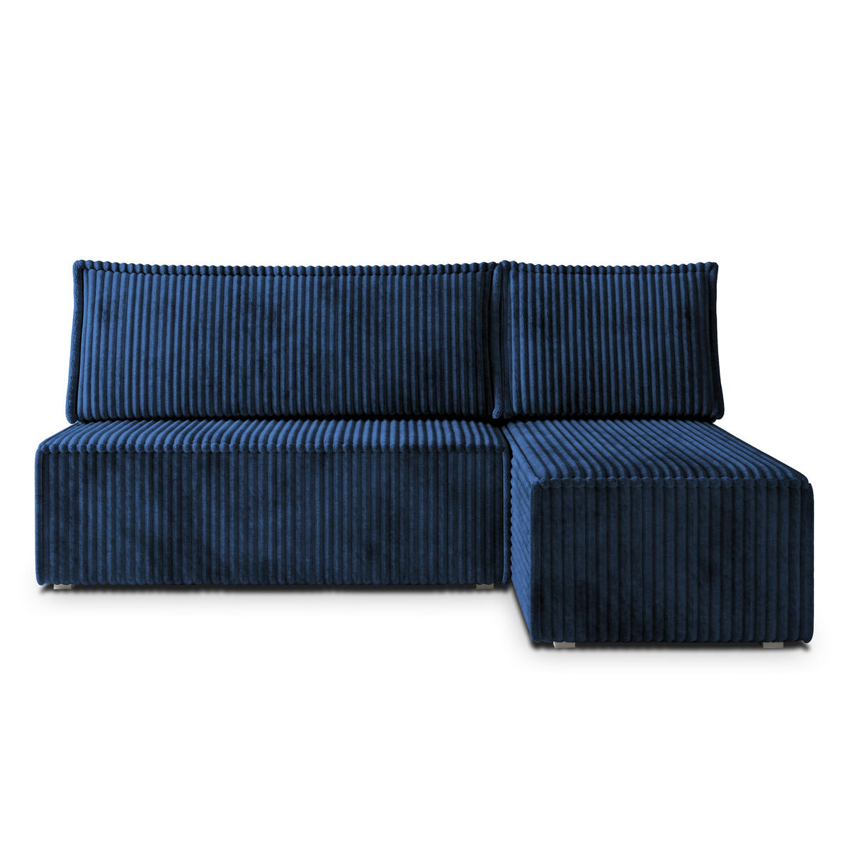 ROHOVÁ SEDAČKA BRISO modrá - šedá/modrá, dřevo/textil (200/140cm) - MASSENO