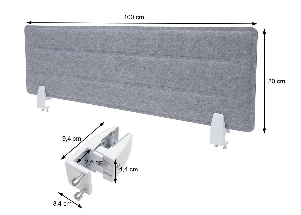 TISCHTRENNWAND Grau - Grau, Textil (100/30/1cm) - MCW