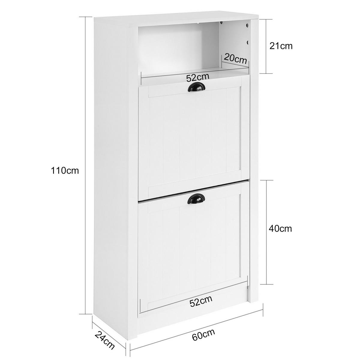 SCHUHSCHRANK Weiß - Weiß, Holzwerkstoff (60/110/24cm) - SoBuy