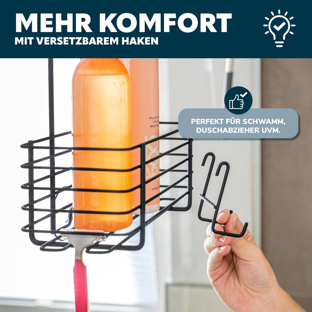 DUSCHREGAL, schwarz - Schwarz, Metall (23/42/10.5cm) - bremermann