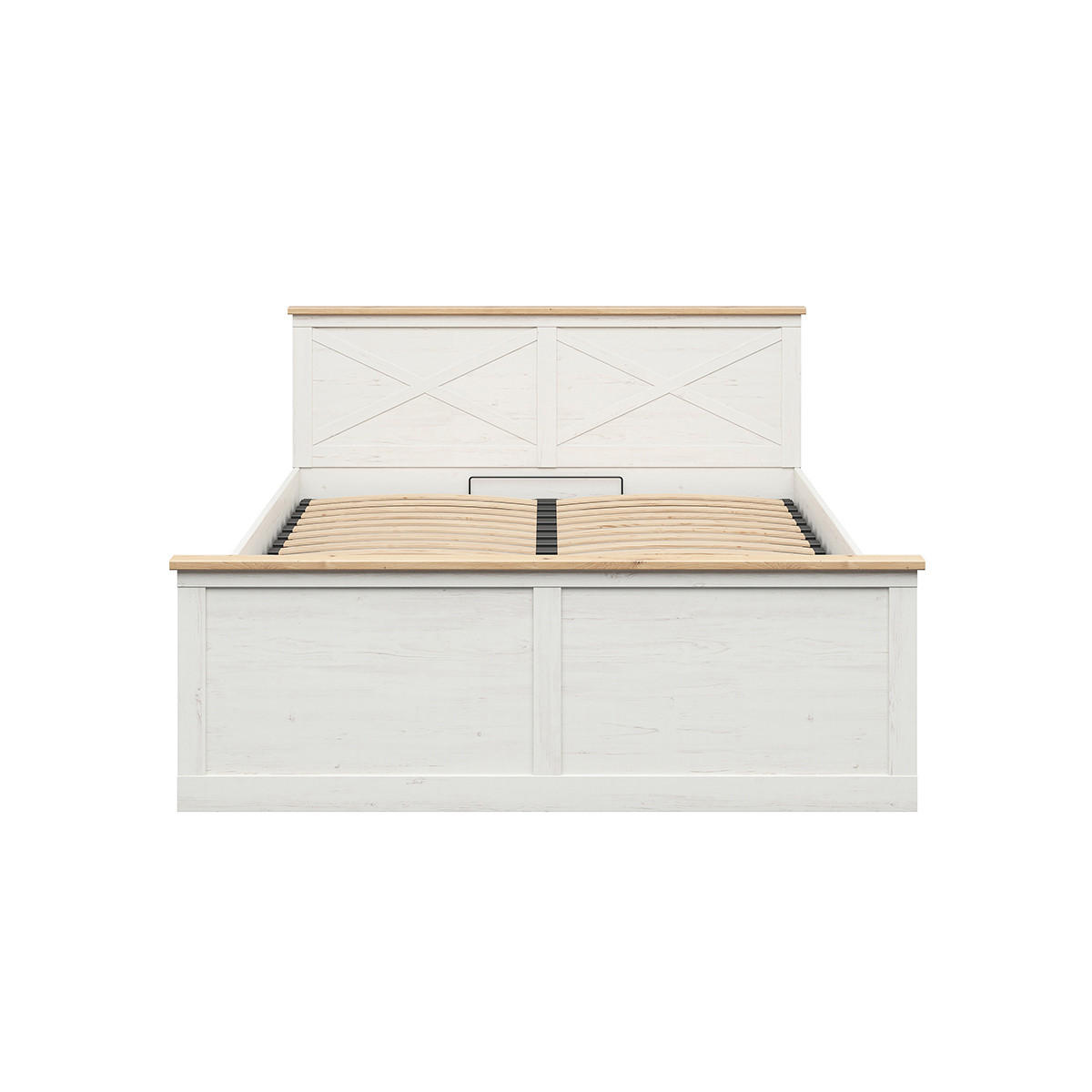 BOXBETT 160/200 Victoria Weiß und Holz - Weiß, Holzwerkstoff (160/200cm) - Petits-meubles