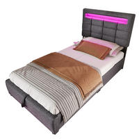 POLSTERBETT mit Stauraum, LED und USB 90x200 cm Leinen Grau - Grau, Metall (90/200cm) - Meubliv
