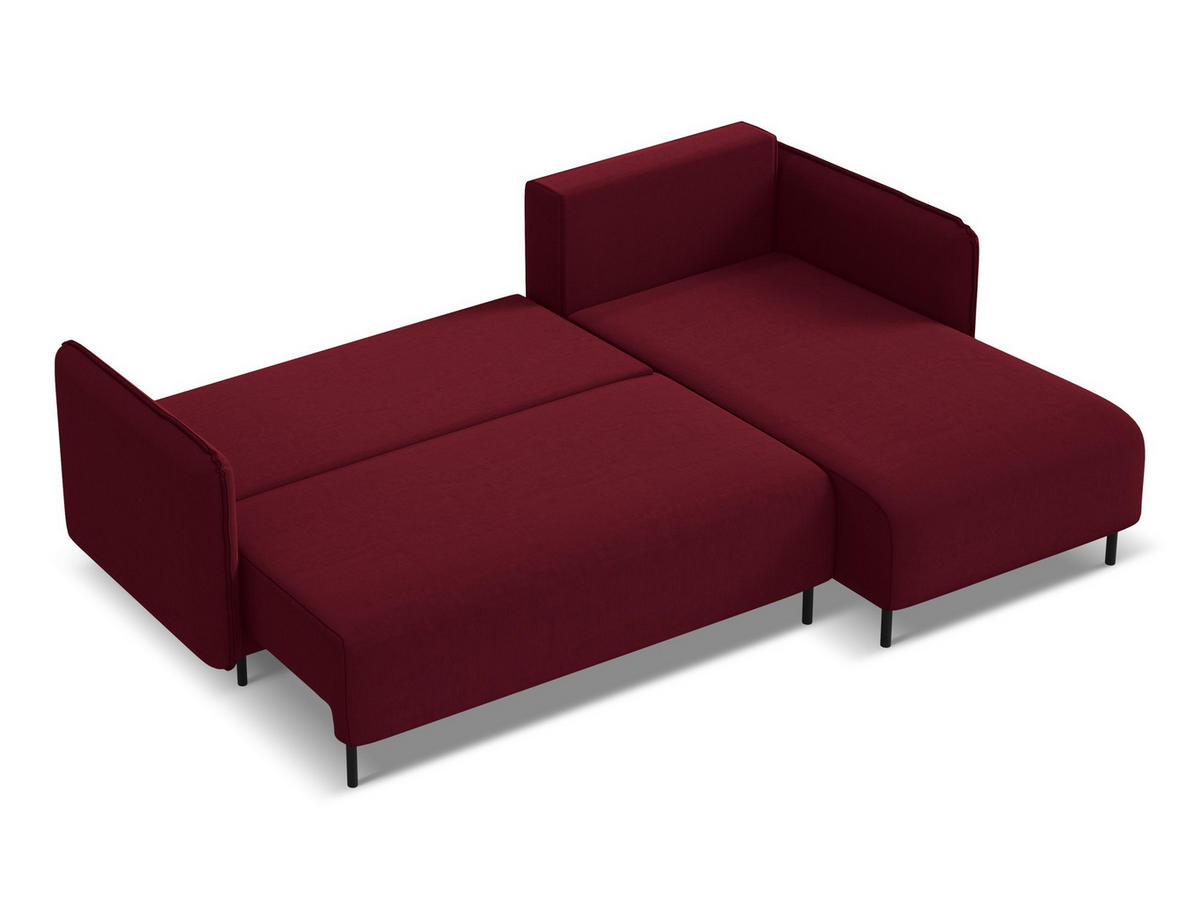 ECKSOFA mit Schlaffunktion Samt Stoff Rot - Bordeaux/Rot, Holz/Textil (236/162cm) - Makamii