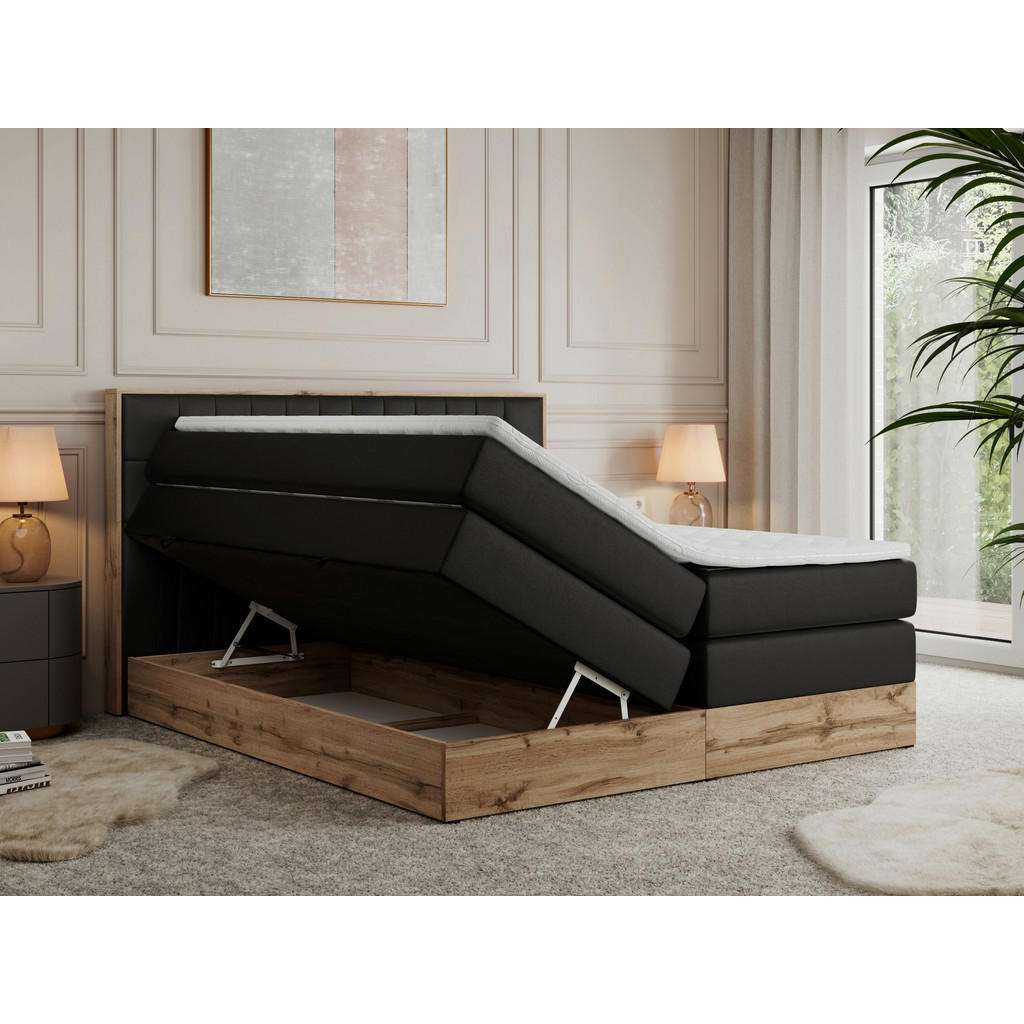 Thumbnail - MKS Boxspringbett, Schwarz, Textil, 2-Sitzer, H4, Rechteckig, 180x200 cm, Schlafzimmer, Betten, Boxspringbetten