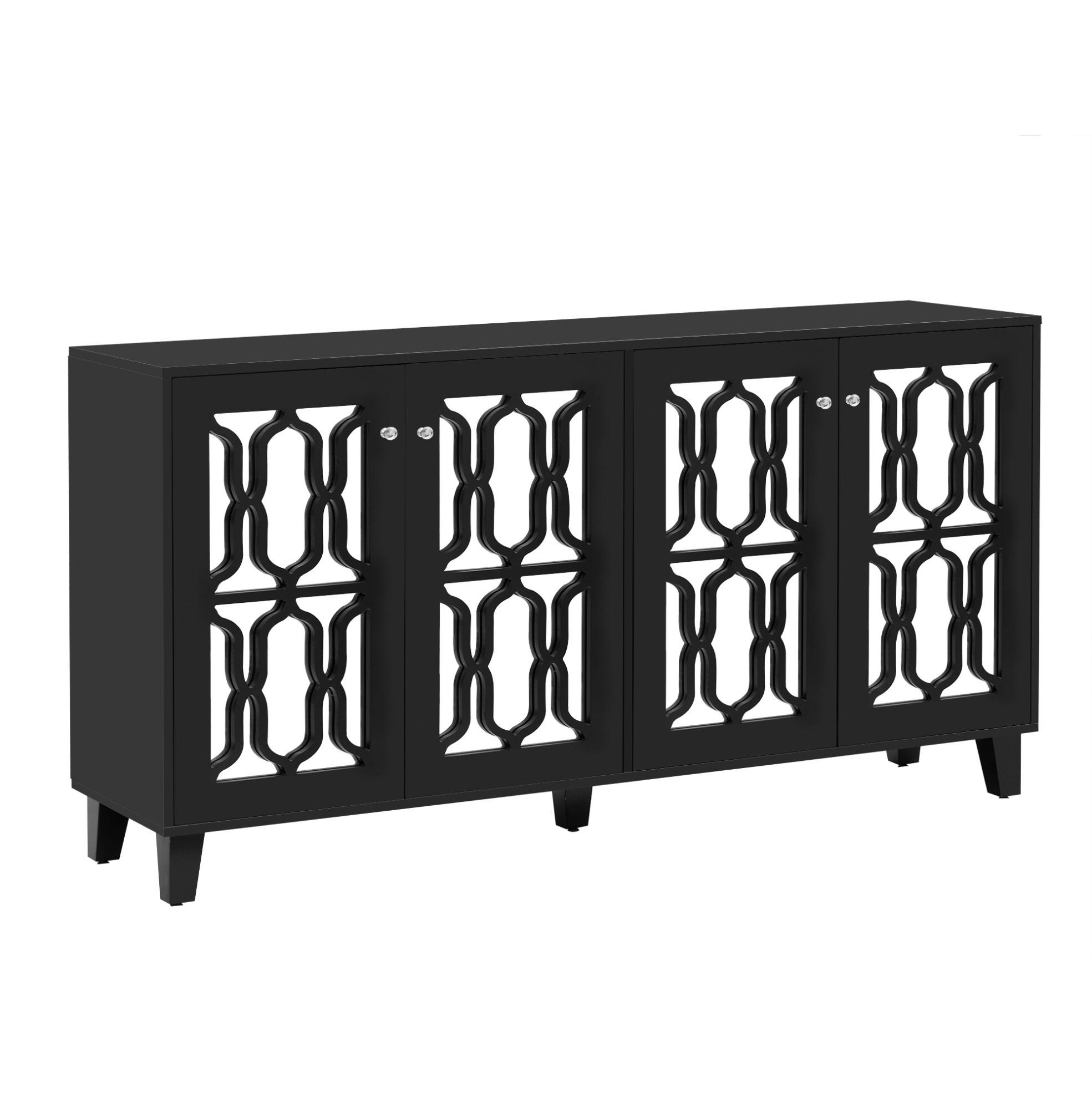 SIDEBOARD 4-türig 160 x 40 x 84 cm MDF Schwarz - Schwarz, Holzwerkstoff (160/84/40cm) - Meubliv