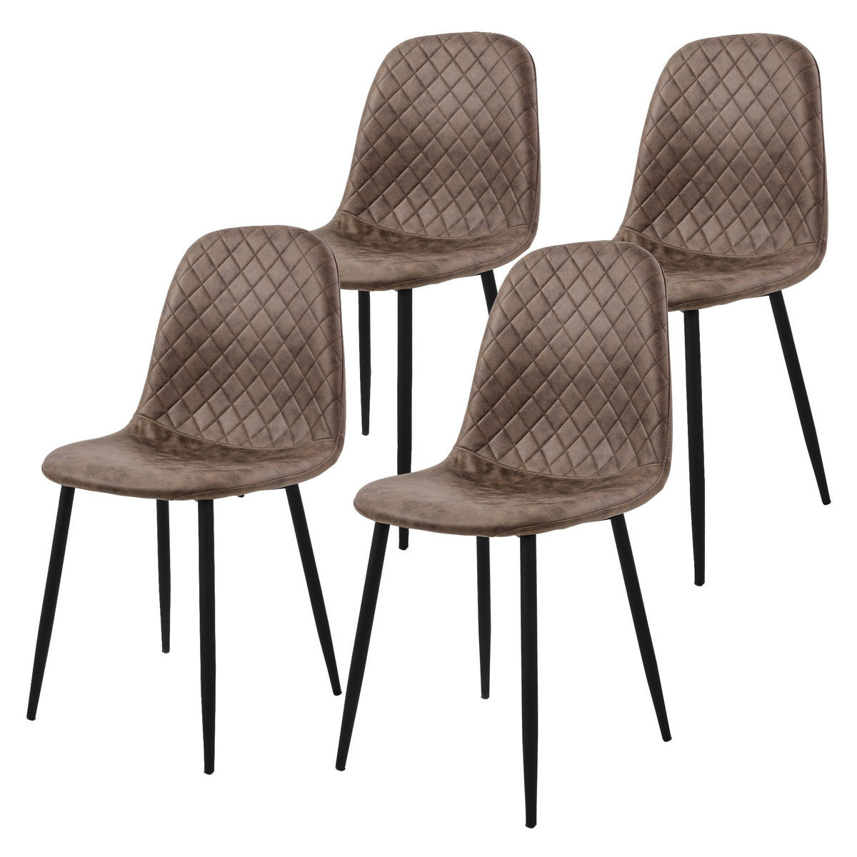 ESSZIMMERSTÜHLE 4er Set Braun Kunstleder - Schwarz/Braun, Textil/Metall (51/89/44cm) - ML-DESIGN