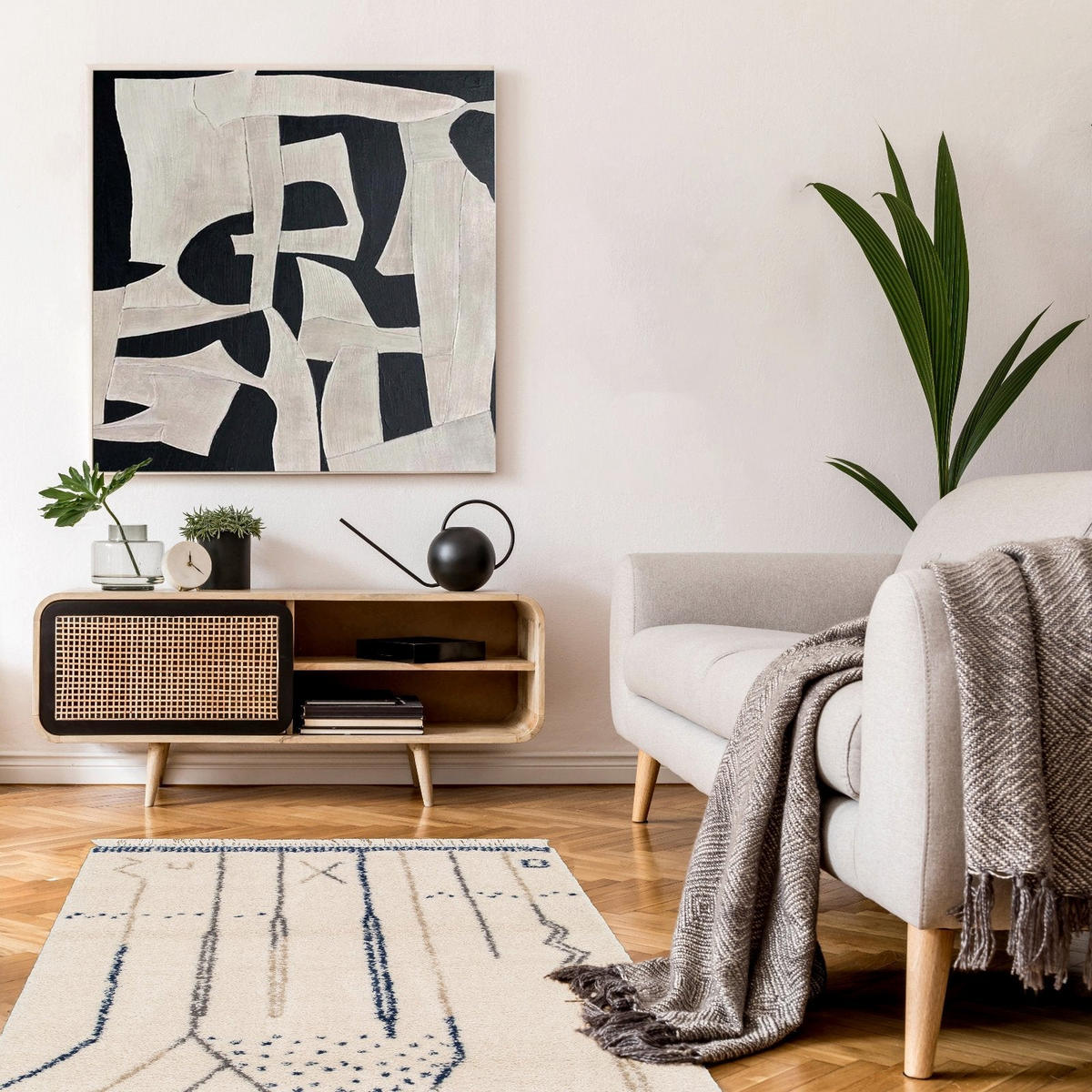 TEPPICH weich Ethno-Stil blau - Blau, Textil (160/230cm) - AFK Living