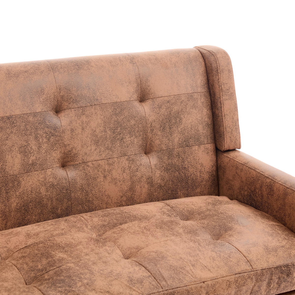 SITZBANK 2-Sitzer Knopfpolsterung Massivholzbeine, DE-42380, Kaffeebraun - Braun, Holzwerkstoff (75/88/120cm) - ComfortXL