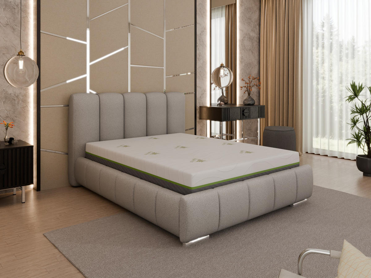 POLSTERBETT Zaira 140x200cm – Elegantes Polsterbett für modernen Wohnstil , ZONIERTE TASCHENFEDERN KOKOS (21cm), hellgrau - Hellgrau, Holz (140/200cm) - Homesy