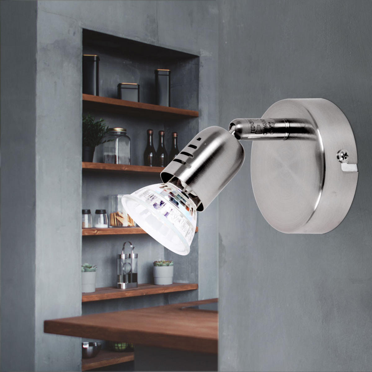 LED WANDLEUCHTE LOONA Metall Silber 2er Set - Silberfarben, Metall (8/14/8cm)