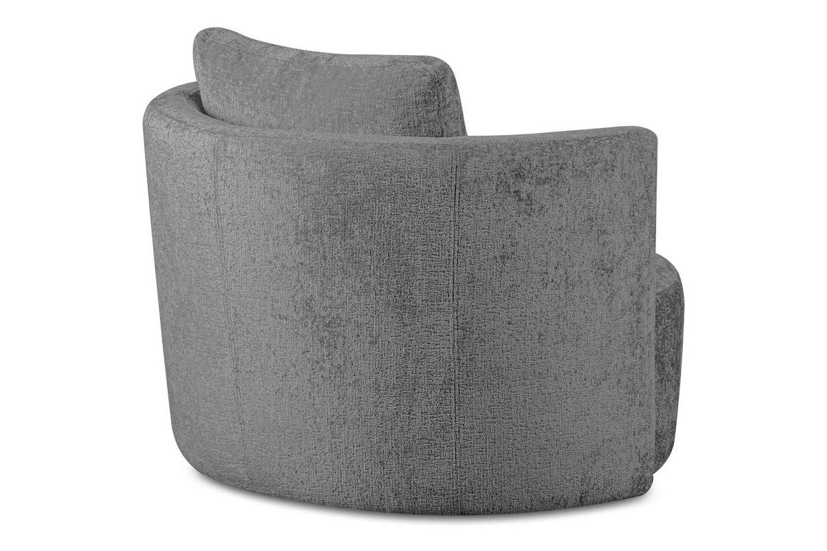 DREHSESSEL-SET RAGGI inkl. Sitzhocker, Chenille-Stoff, grau - Grau, Textil (92/75/80cm) - KONSIMO®