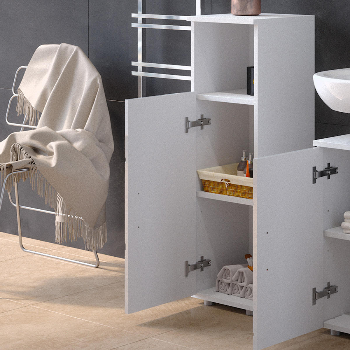 MIDISCHRANK Irma Weiß Hochglanz 30 x 95 cm - Weiß Hochglanz, Holzwerkstoff (30/95/30cm) - Vicco