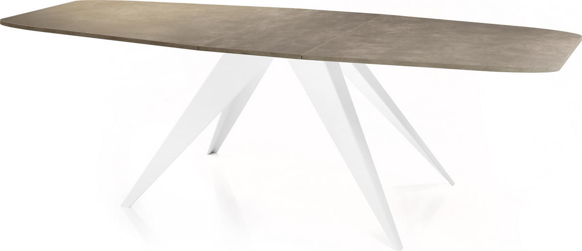 ESSTISCH Fatina rechteckig ausziehbar, Dunkelgrauer Chicago Beton 180-218/90/76 cm - Dunkelgrau/Weiß, Holzwerkstoff/Metall (180/90/76cm) - WFL GROUP