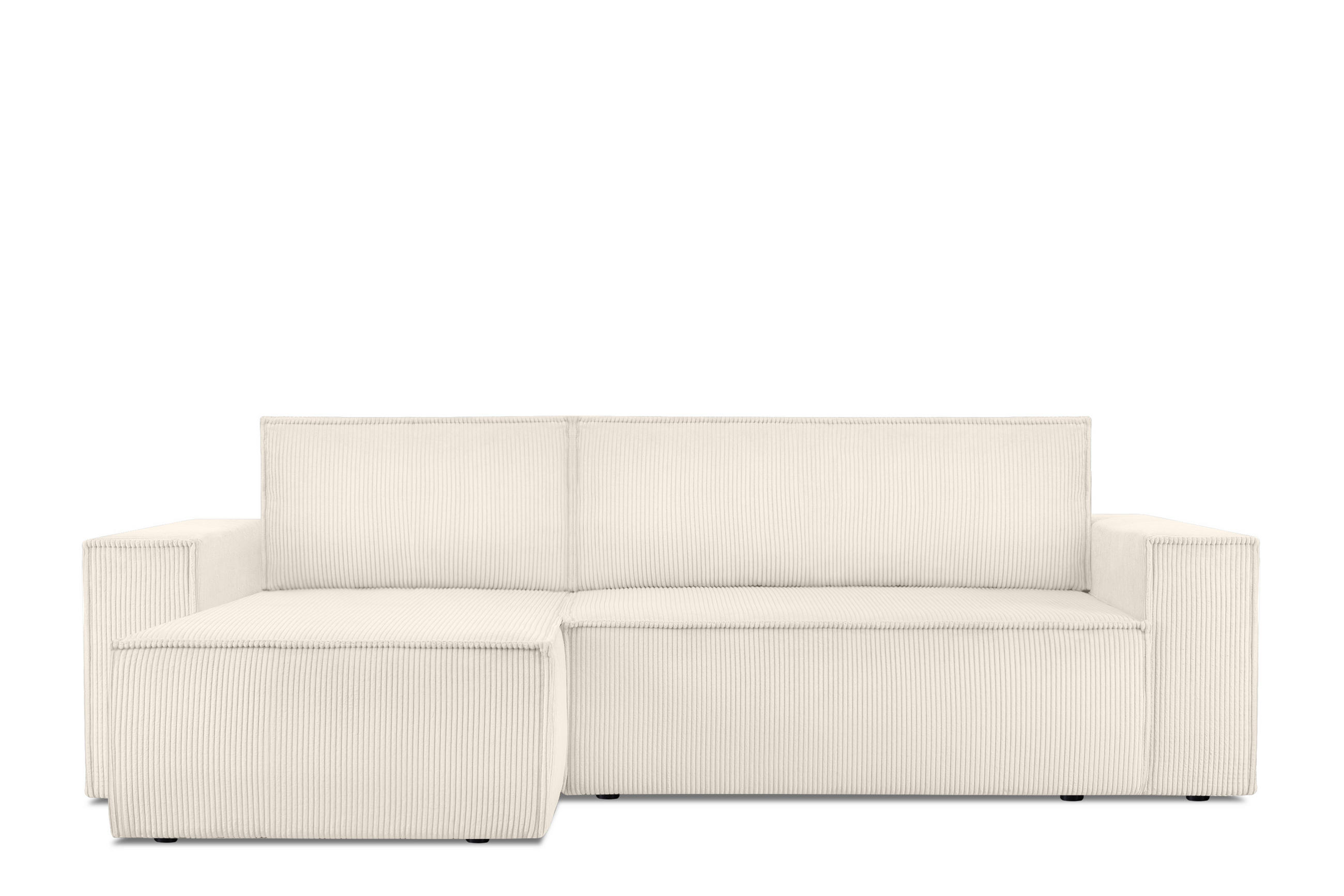 ECKSOFA-LINKS/RECHTS NAPI Schlaffunktion mit Cordbezug, beige - Ecru/Schwarz, Textil (262/148cm) - KONSIMO®