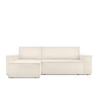 ECKSOFA-LINKS/RECHTS NAPI Schlaffunktion mit Cordbezug, beige - Ecru/Schwarz, Textil (262/148cm) - KONSIMO®
