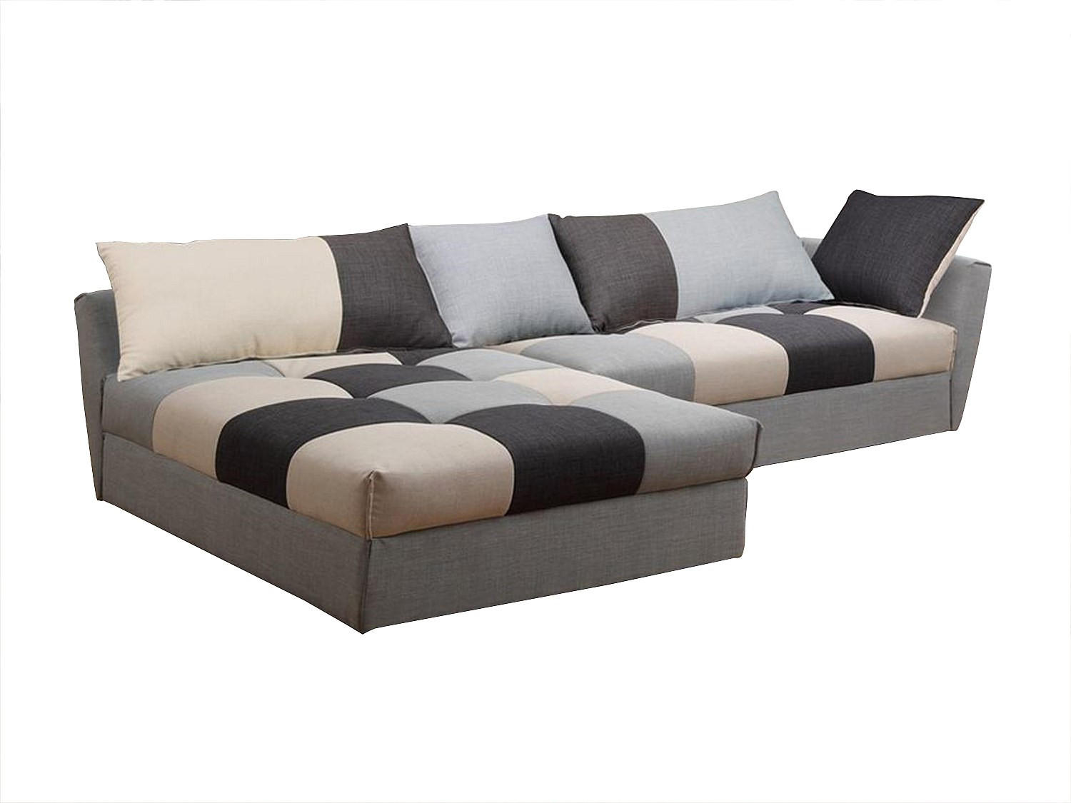ECKSOFA mit Schlaffunktion - Stoff - Grau - Ecke Links - ROMANE - Hellgrau, Textil (274/168cm) - Vente-Unique