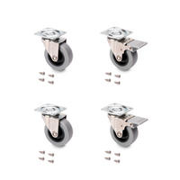 ROLLEN Slip mit Montageplatte, Durchmesser 50mm, Stahl und Kunststoff, Grau 4er-set - Grau, Metall (20/5/18cm) - EMUCA
