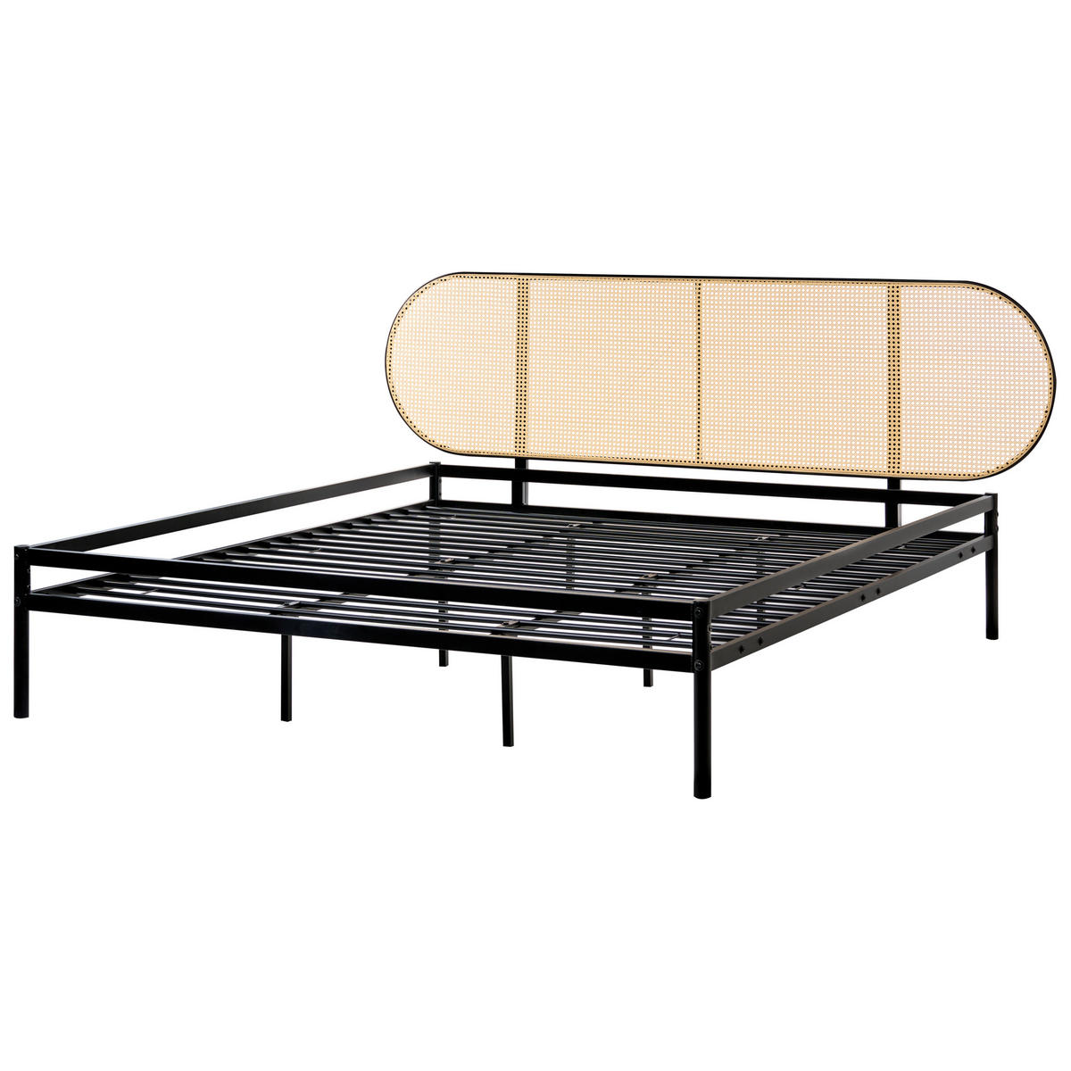BETT mit Lattenrost 180/200 cm Hellbraun Boulin - Hellbraun/Schwarz, Metall (180/200cm) - Beliani