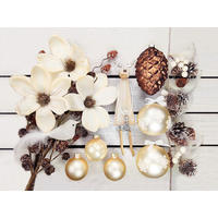 LAALU CHRISTBAUMKUGEL-SET 136 Stück in Luxusbox ELEGANZ DER NATUR für Weihnachtsbäume 240-270 cm - Creme/Braun, Glas/Kunststoff (55/50/75cm) - LAALU