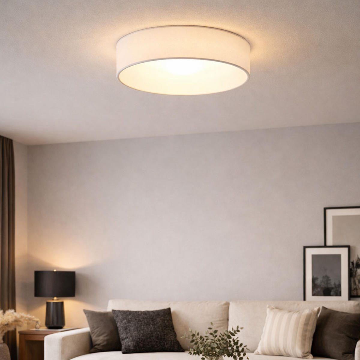 DECKENLEUCHTE AVA Textil Beige - Beige, Metall (40/40/12cm) - Globo Lighting