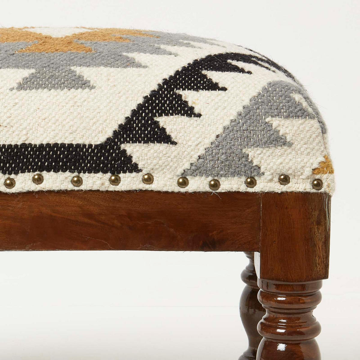 KELIM-HOCKER Agra mit Holzbeinen, Ethno-Muster, 50/40/30 cm - Multicolor, Textil (30/40/50cm) - Homescapes
