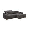 ECKSOFA mit elektrischer Sitztiefenverstellung, Kopflehnen verstellbar, USB-A und USB-C Ladefunktion B277/T187/H109 cm, Cord Grau Anthrazit / 15402 - Schieferfarben/Eichefarben, Eichenholz/Textil (277/187cm) - luma-home