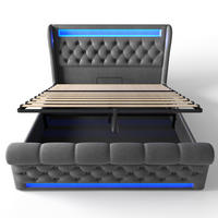 POLSTERBETT 160/200 cm in Grau mit LED-Beleuchtung, Stauraum sowie USB- und Typ-C-Anschlüssen - Grau, Textil (160/200cm) - Oxeza