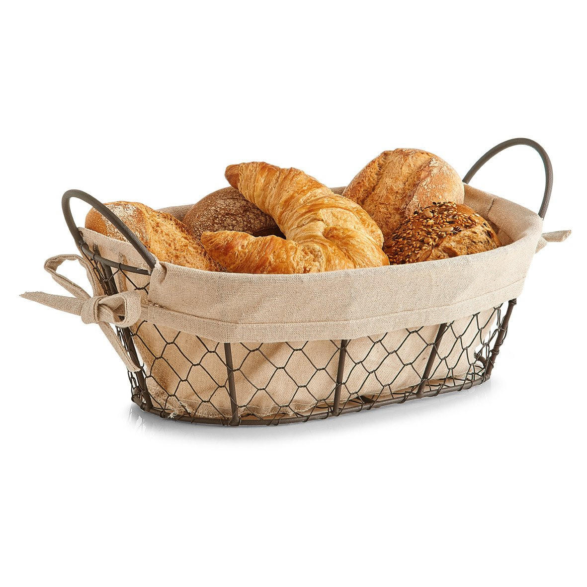 KORB für Brot Country Style 30/21/11 cm - Beige, Metall (21/11/30cm) - ZELLER