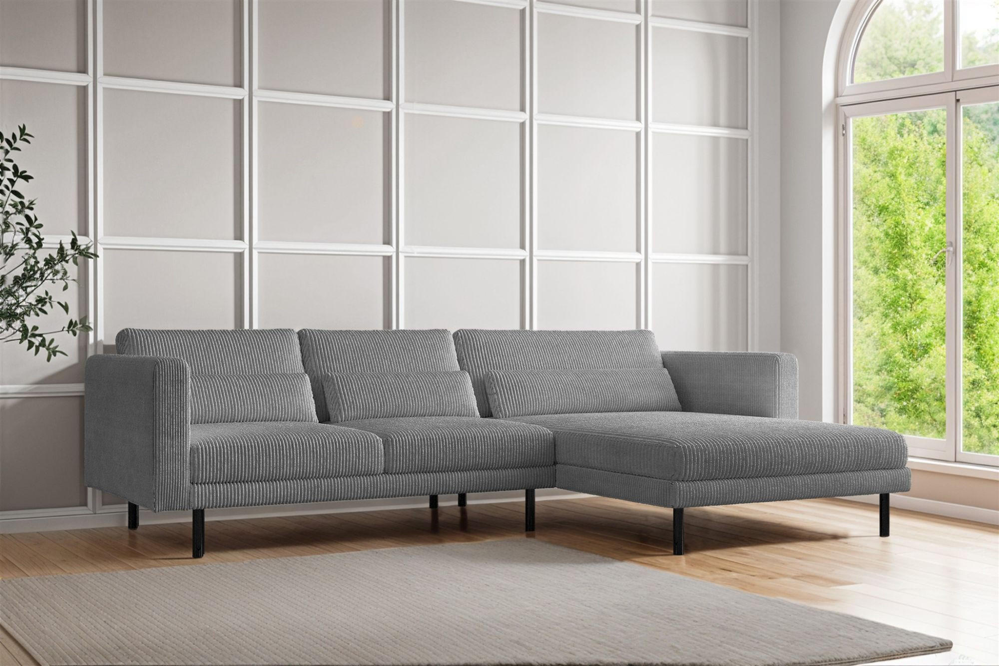 ECKSOFA Agada In Poso - Grau, Holzwerkstoff/Textil (281/174cm) - Fun Möbel