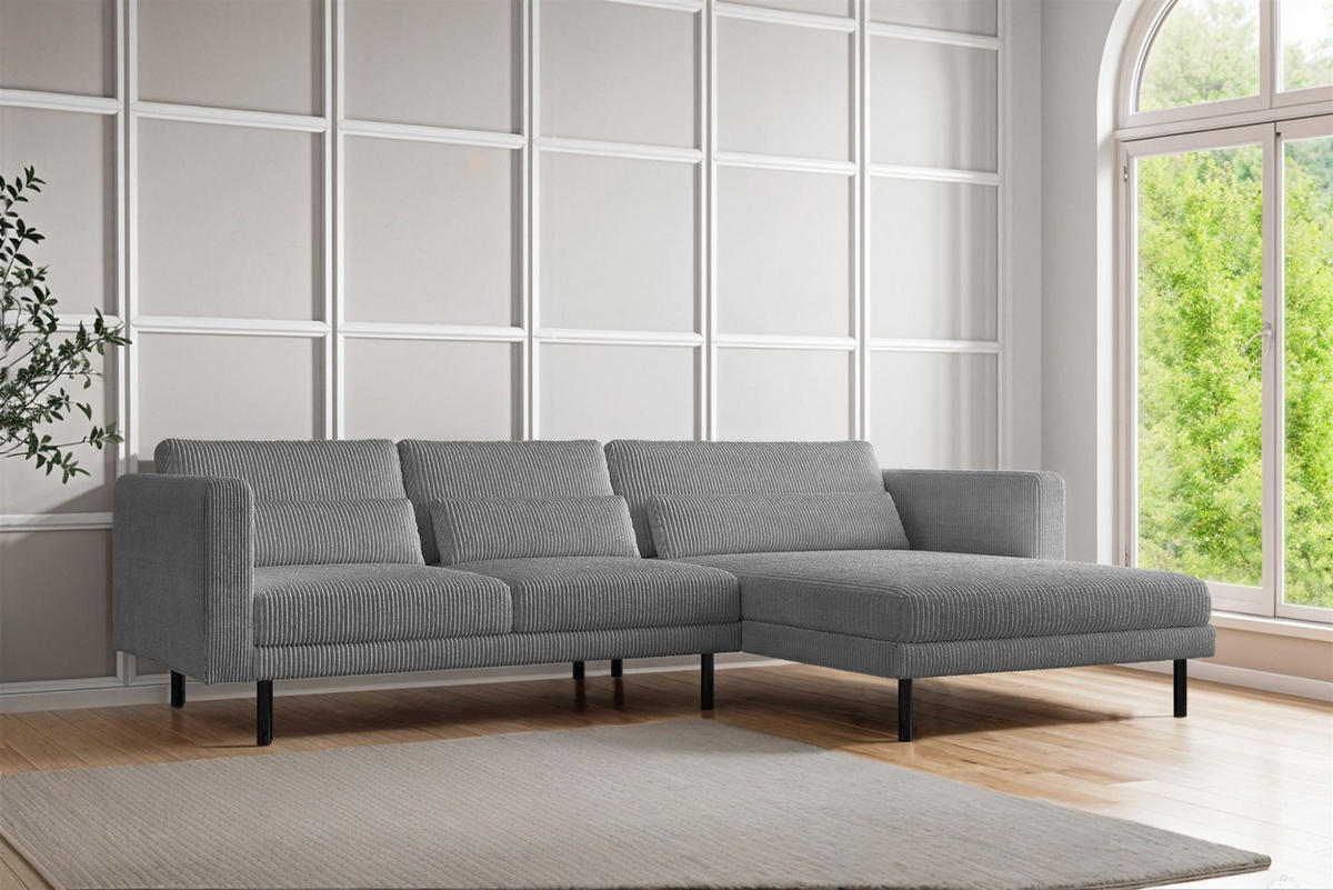 ECKSOFA Agada In Poso - Grau, Holzwerkstoff/Textil (281/174cm) - Fun Möbel