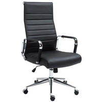 KONTORSSTOL Kolumbus äkta läder - Kromfärg/Svart, Läder/Metall (58/105/66cm) - CLP