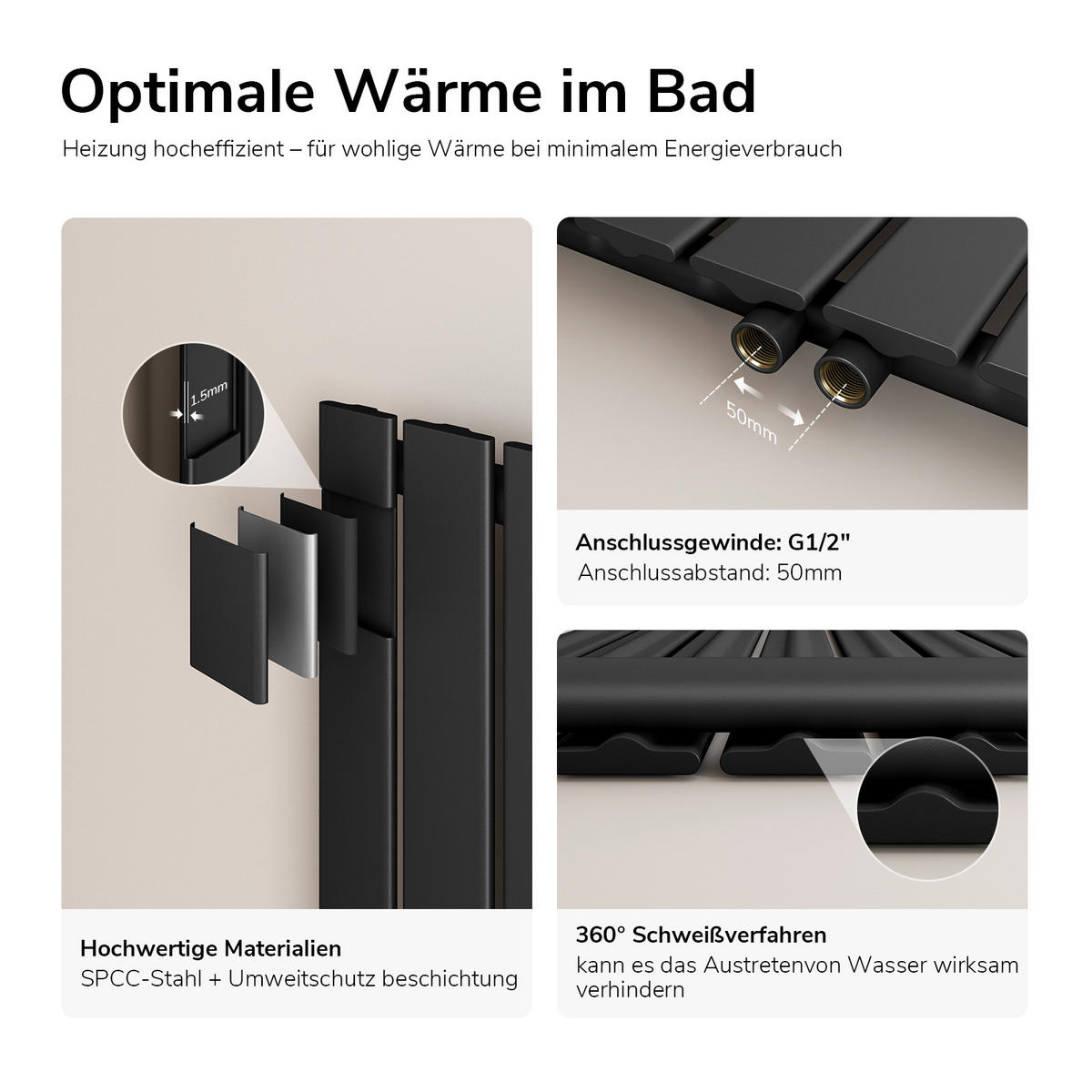 HEIZKÖRPER Vertikal Flach Einlagig Schwarz 180/30/5,2 cm - Anthrazit, Metall (30/180/4.9cm) - EMKE