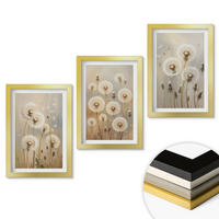 WANDBILDER 3er Set - 20x30 cm Goldrahmen - Weiße Löwenzahnblüten auf hellem Hintergrund - Goldfarben, Kunststoff (20/30cm) - ArtPrintCave