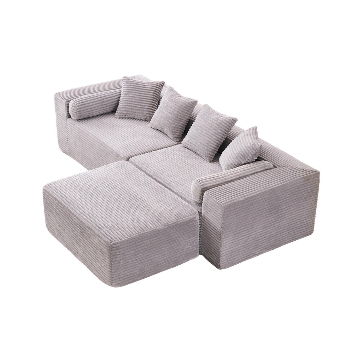 MODULSOFA L-Form Grau 3-tlg. - Hellgrau, Kunststoff (110/266cm) - Meubliv