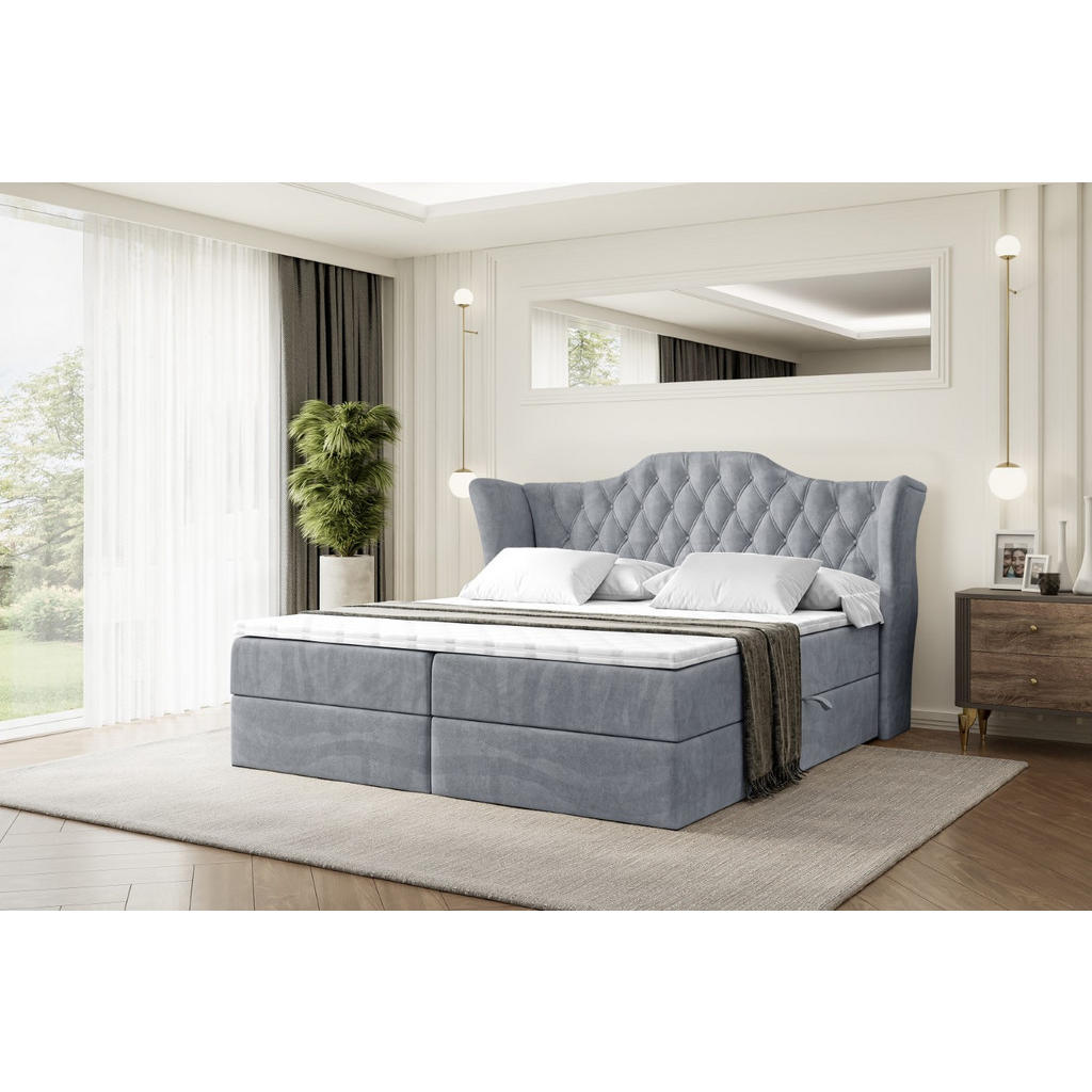 Thumbnail - Altdecor Boxbett, Grau, Holzwerkstoff, Höhe ca. 20 cm, 120x200 cm, Schlafzimmer, Betten, Boxspringbetten