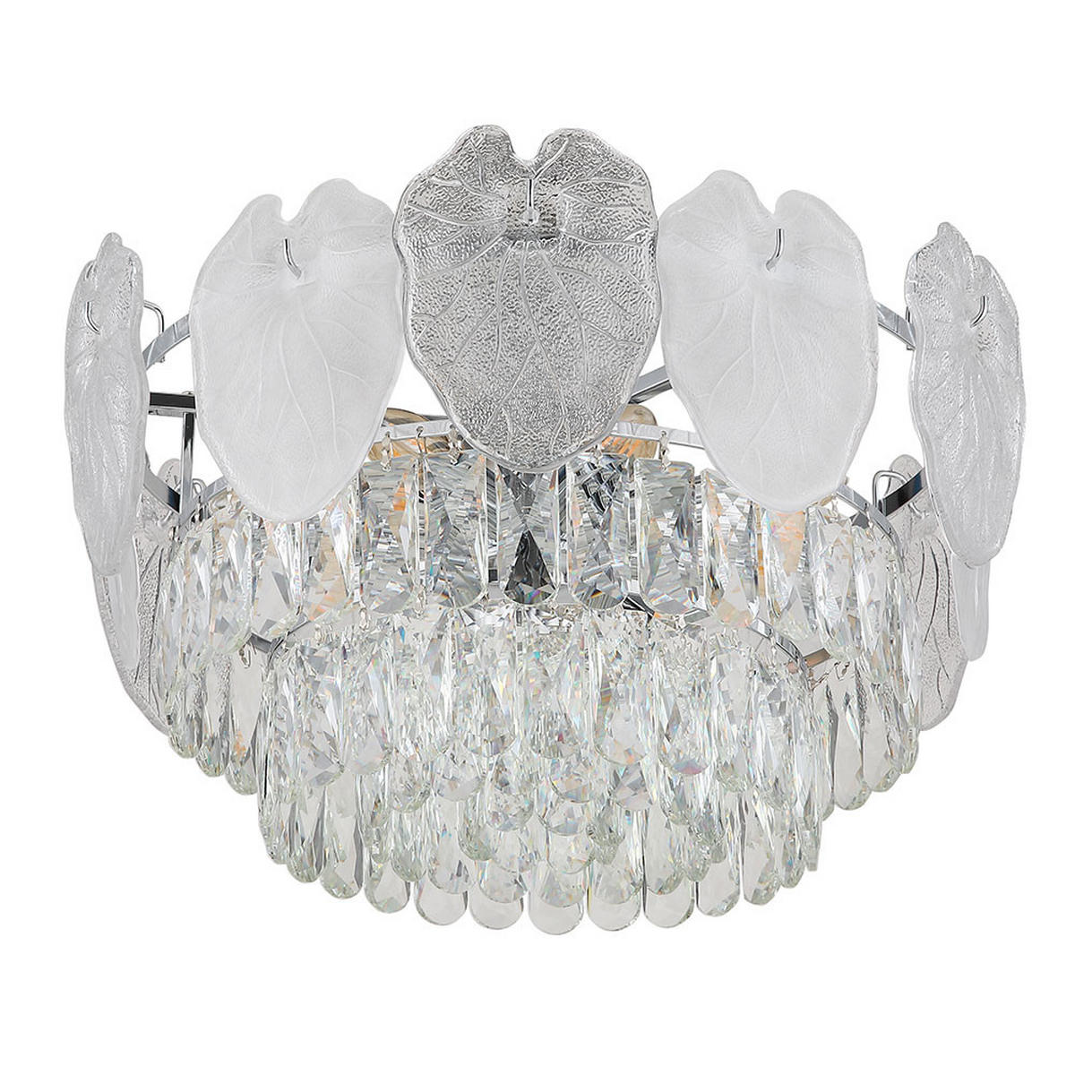 DECKENLEUCHTE BENJAMIN Chrom Kristall Silber 8-flammig - Silberfarben, Glas (50/50/27.9cm) - Globo Lighting