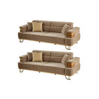 SITZGARNITUR Braga Hellbraun Stellvariante:3+2 - Beige, Holz (230/85/95cm) - Villa Möbel