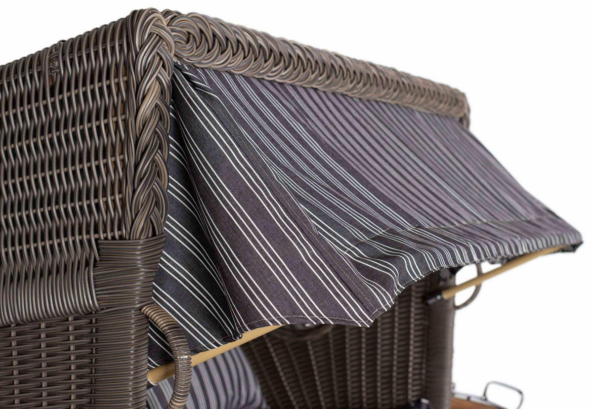 STRANDKORB XL Schillig Bullauge - Braun/Grau, Metall (142/170/95cm) - Mr. Deko
