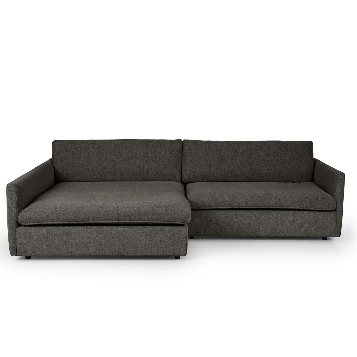 ECKSOFA mit Longchair - Anthrazit/Schwarz, Kunststoff/Textil (290/183cm) - home24
