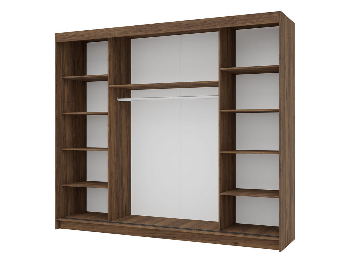 SCHIEBETÜRENSCHRANK Infinity III 250 - Nussbaumfarben/Schwarz, Holzwerkstoff/Kunststoff (250/200/58cm) - MIRJAN24