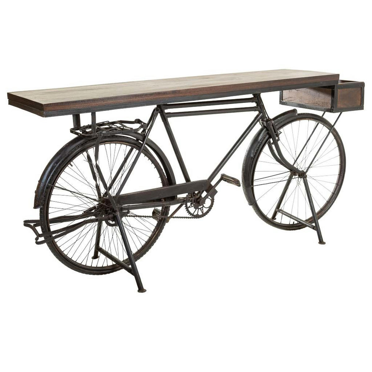 FLURTISCH aus Holz und Metall in Fahrradform, schwarz, 198x50x90 - Multicolor, Metall (50/198/90cm) - Wanderlust