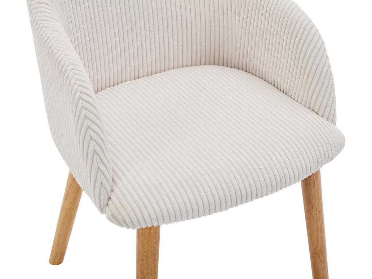 STUHL mit Armlehnen 2er-Set - Cord & Kautschukholz - Cremefarben - JELISA - Creme, Textil (56/79/54cm) - Vente-Unique