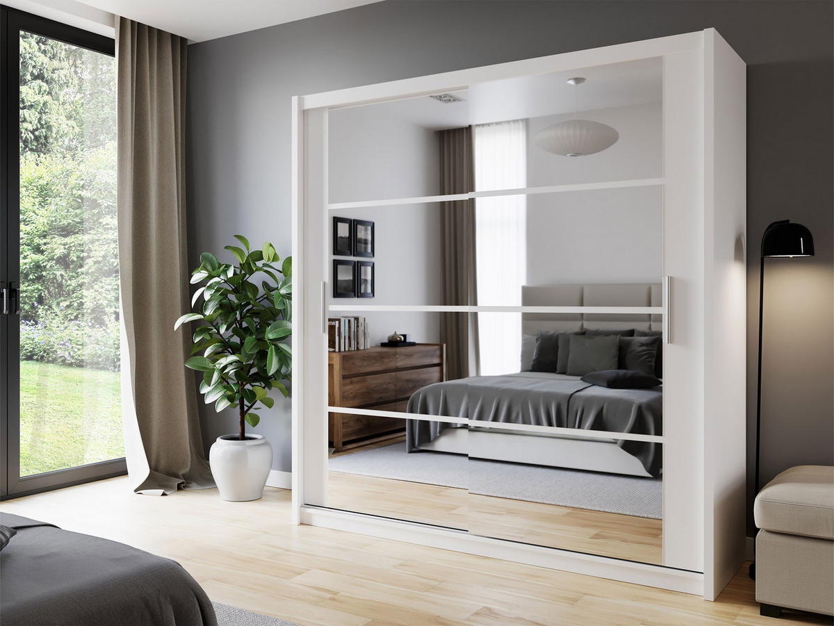 SCHIEBETÜRENSCHRANK Dakota 160 - Silberfarben/Weiß, Holzwerkstoff/Kunststoff (160/215/61cm) - MIRJAN24