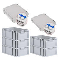 EUROBOX 5x Nextgen Economy Mit Scharnierdeckel Grau/BlauGriffe Geschlossen 44 Liter - Blau, Kunststoff (40/22/60cm) - PROREGAL