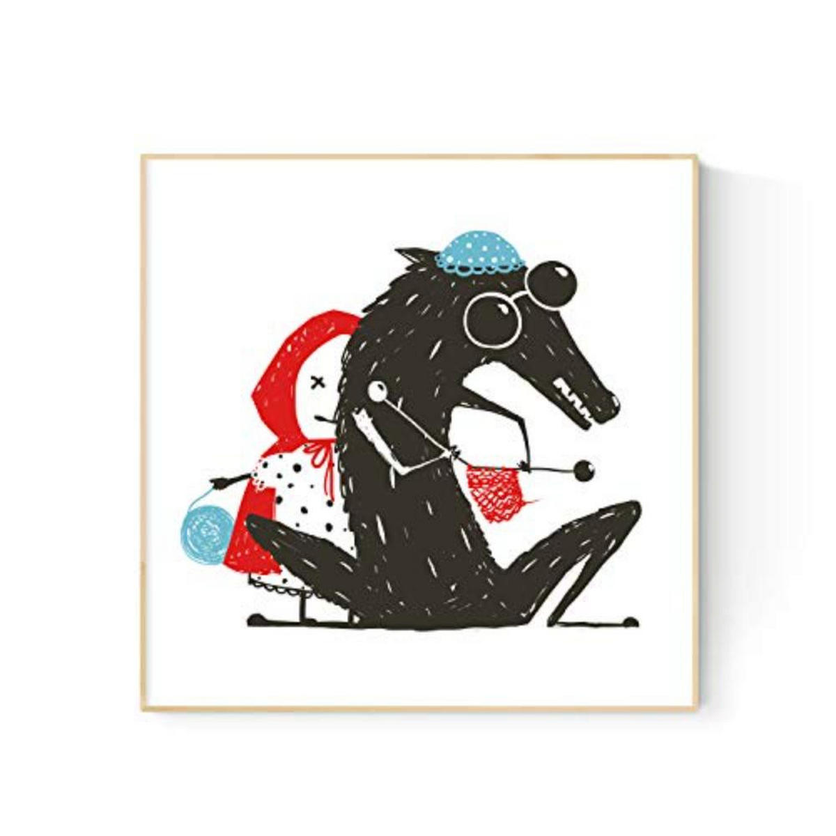 POSTER Set mit 4 Rotkäppchen 2 20x20cm Schwarzer Rahmen - Schwarz, Papier (20/3cm) - Nacnic