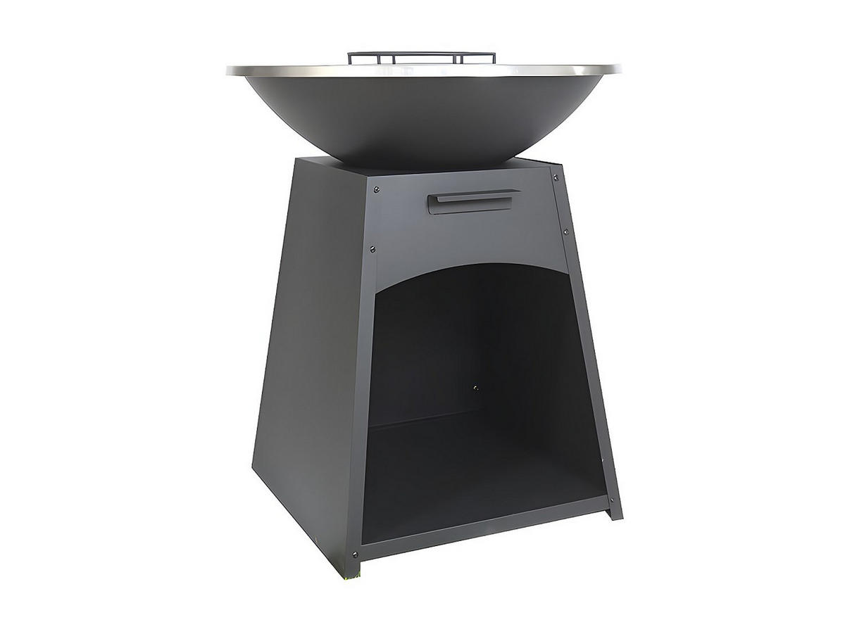 GRILL - 81 cm x 81 cm - metall - schwarz Corvera - Schwarz, Metall (81/96.1/81cm) - Vente-Unique