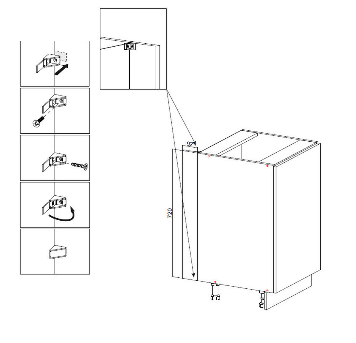 KÜCHENMÖBEL SET Schwarz 200/154/48 - Schwarz, Holzwerkstoff (200/154/48cm) - RAUMHIRSCH FURNITURE