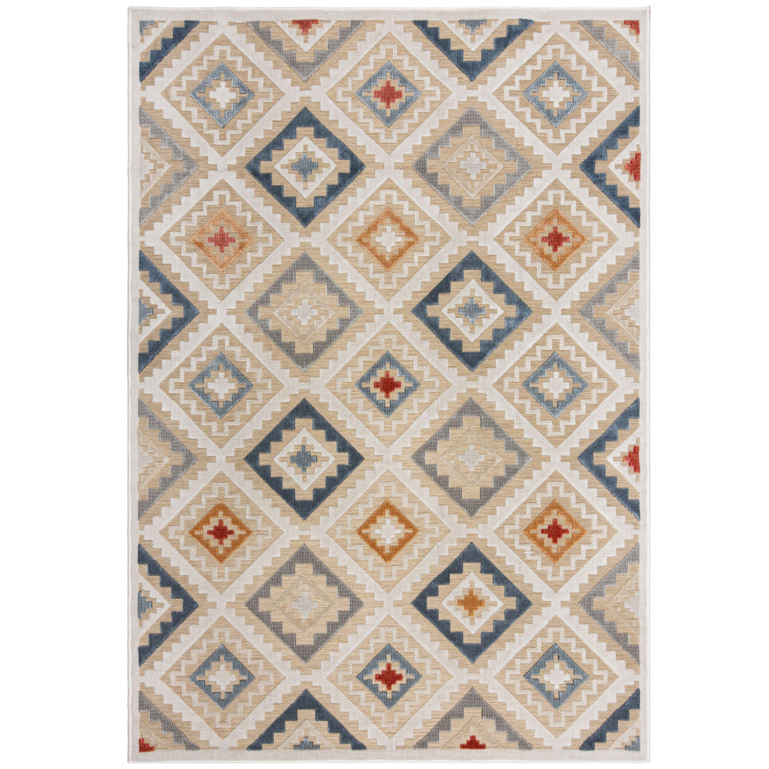TEPPICH Outdoor Boho Orientalisch, Terrasse schmutzabweisend Natur-Multicolor Rechteckig 200x290 - Beige, Textil (200/290cm) - KADIMA DESIGN