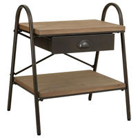 NACHTTISCH aus Metall und Holz, braun, 52x42x60cm - Braun, Holz (52/60/42cm) - Wanderlust