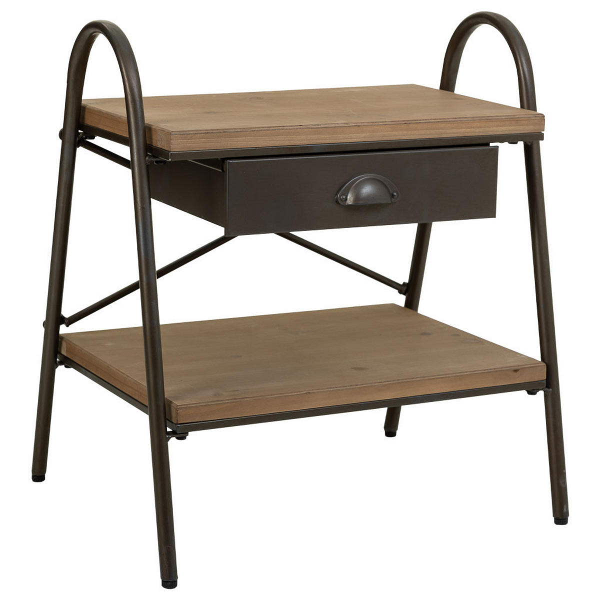 NACHTTISCH aus Metall und Holz, braun, 52x42x60cm - Braun, Holz (52/60/42cm) - Wanderlust